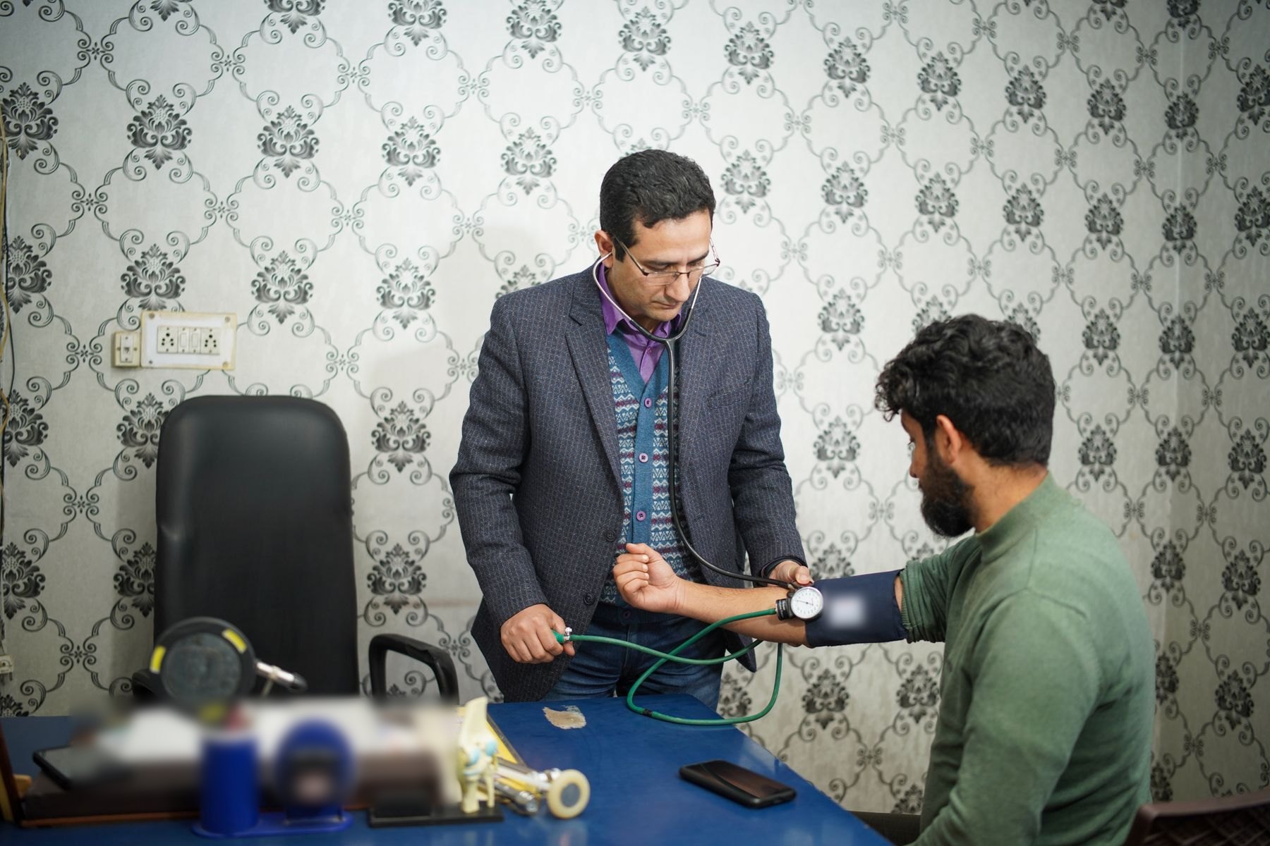Blood pressure check during a health visit