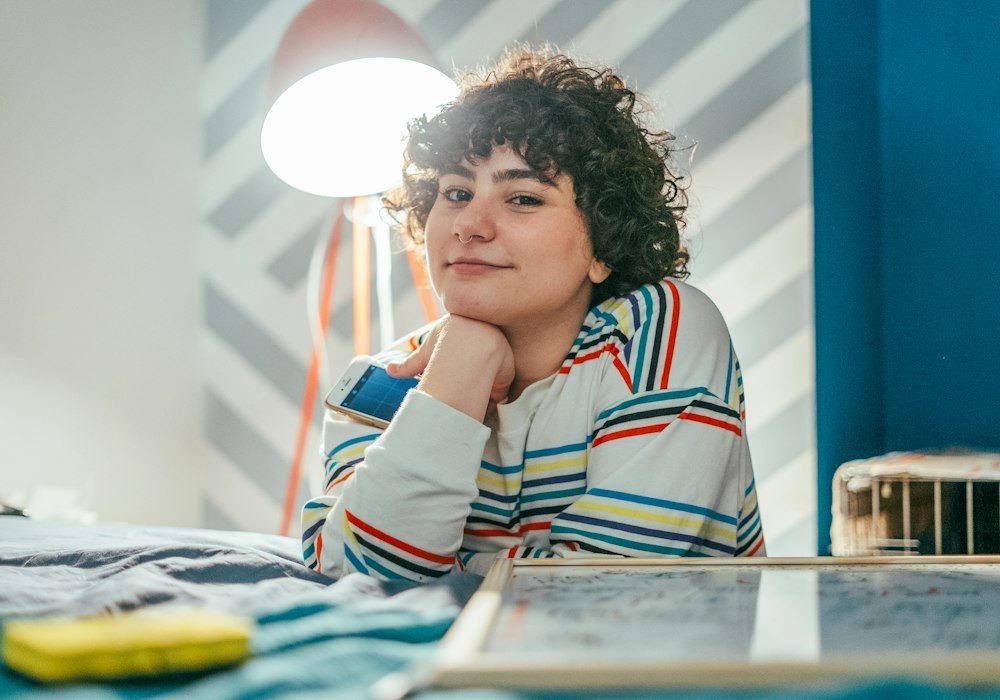 Woman reading health tips on her laptop